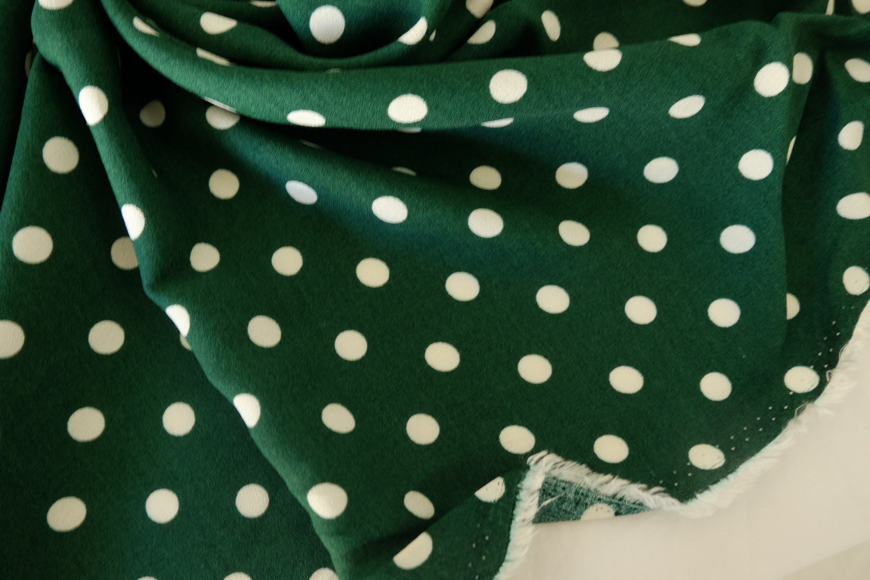 Green Polka Dot Soft Matte Rayon Fabric – 1.6 yd