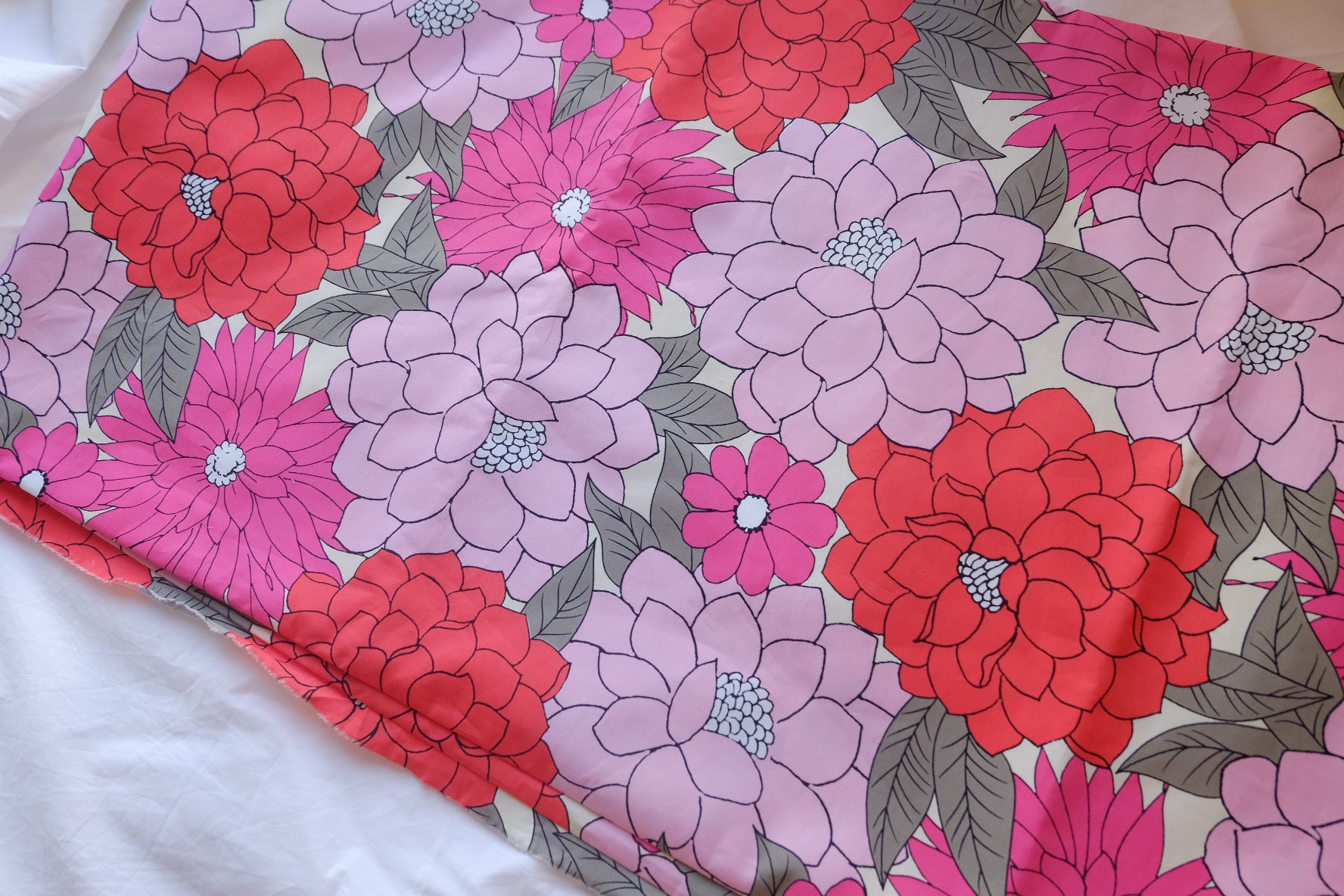 Retro Pink Floral Silky Cotton Poplin – 3.3 yd