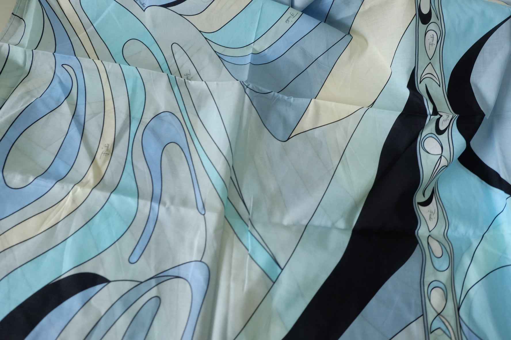 Abstract Blue Cotton Voile Fabric – 3.3 yd