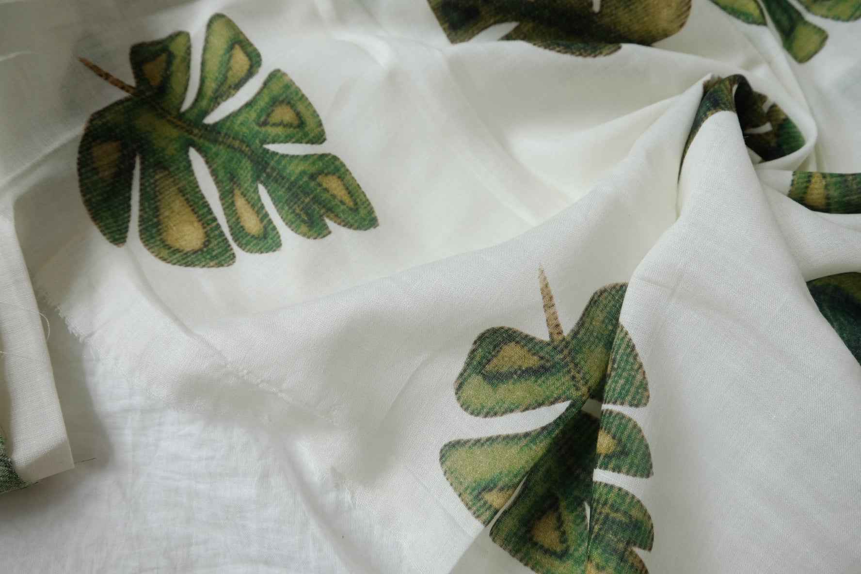 Monstera Leaf Tencel Ramie-Blend Fabric - 1.64 yd