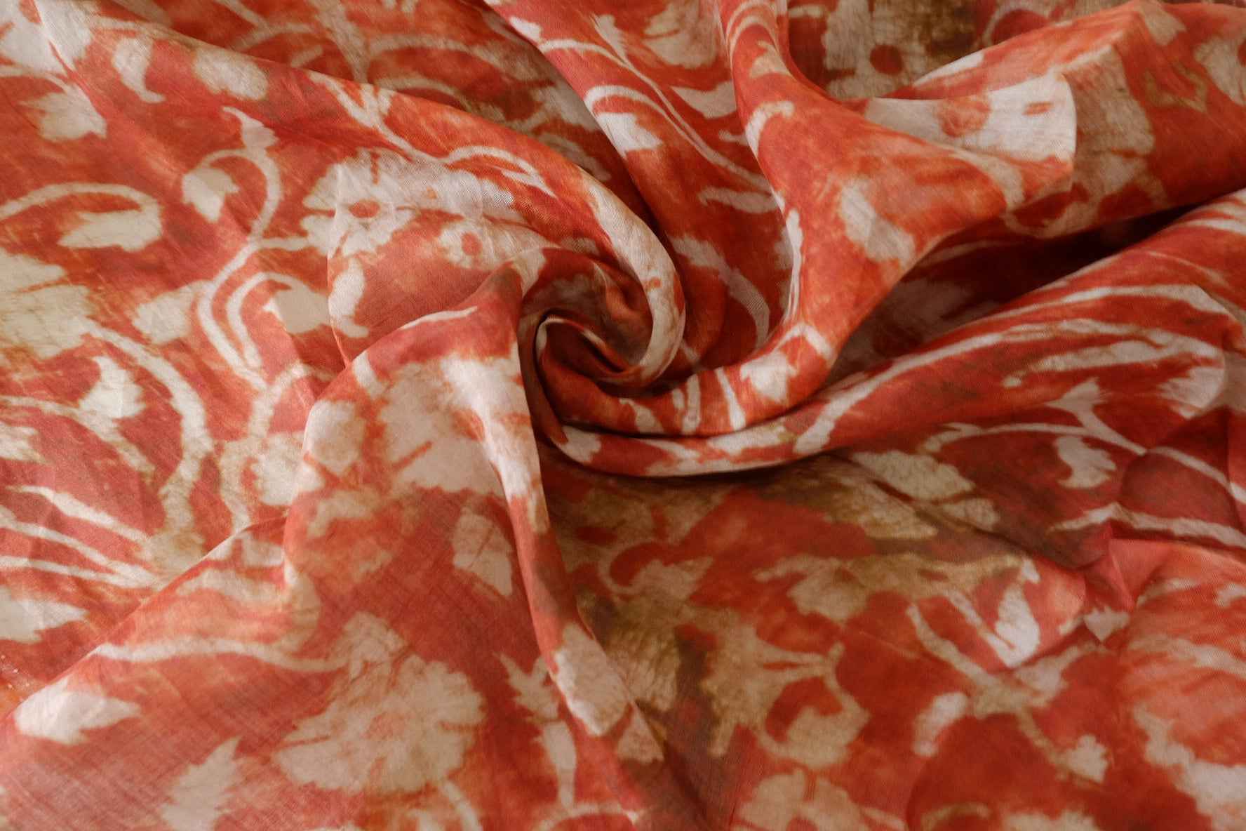 Terracotta Floral 100s Pure Ramie Dress Fabric – 2.7 yd