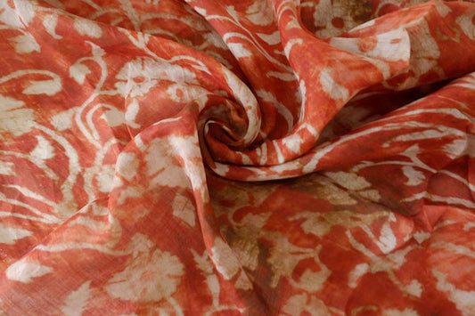 Terracotta Floral 100s Pure Ramie Dress Fabric – 2.7 yd