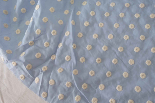 Powder Blue Embroidered Cotton Fabric – 1.6 yd