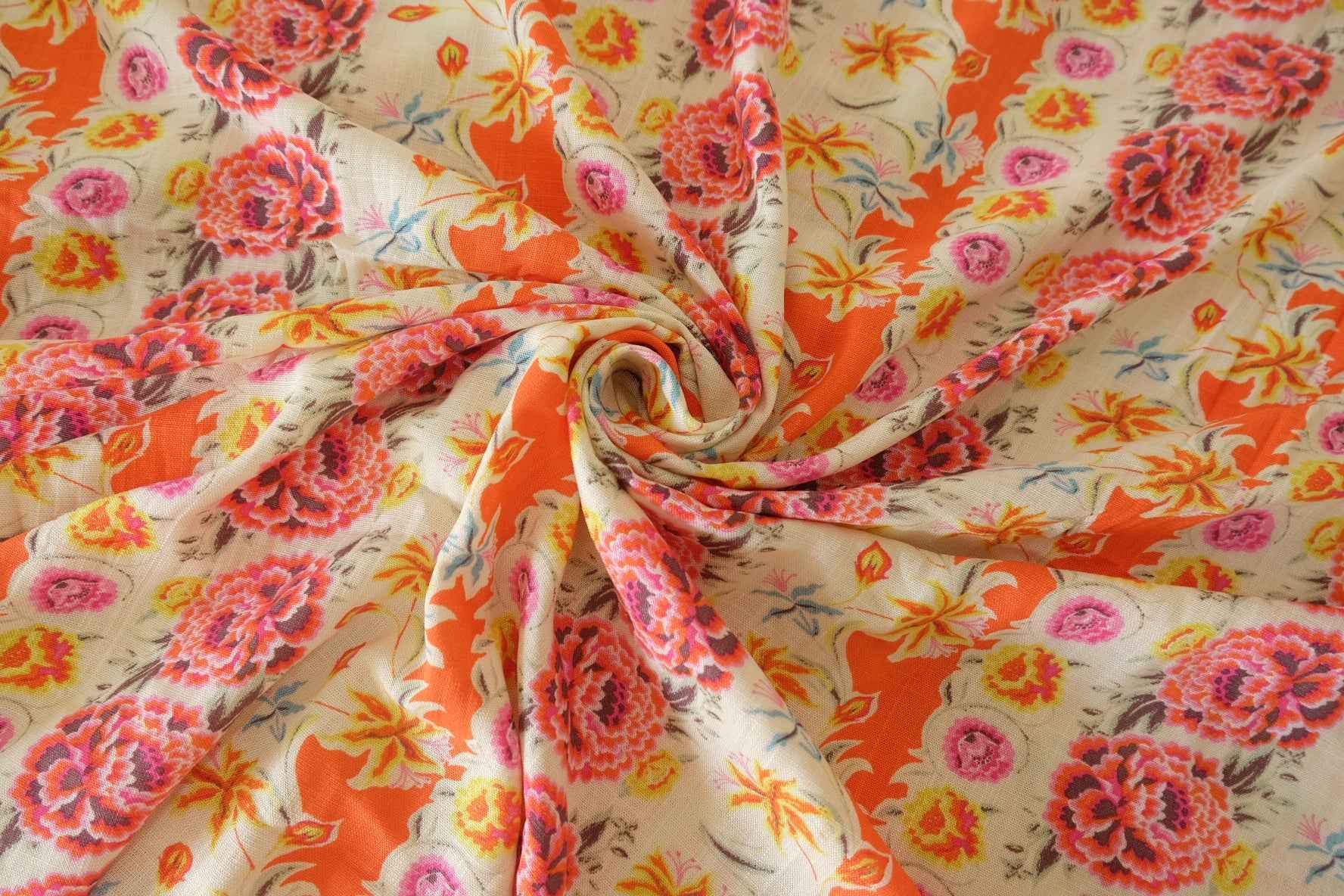 Bright Vintage Floral Rayon Challis – 3.3 yd