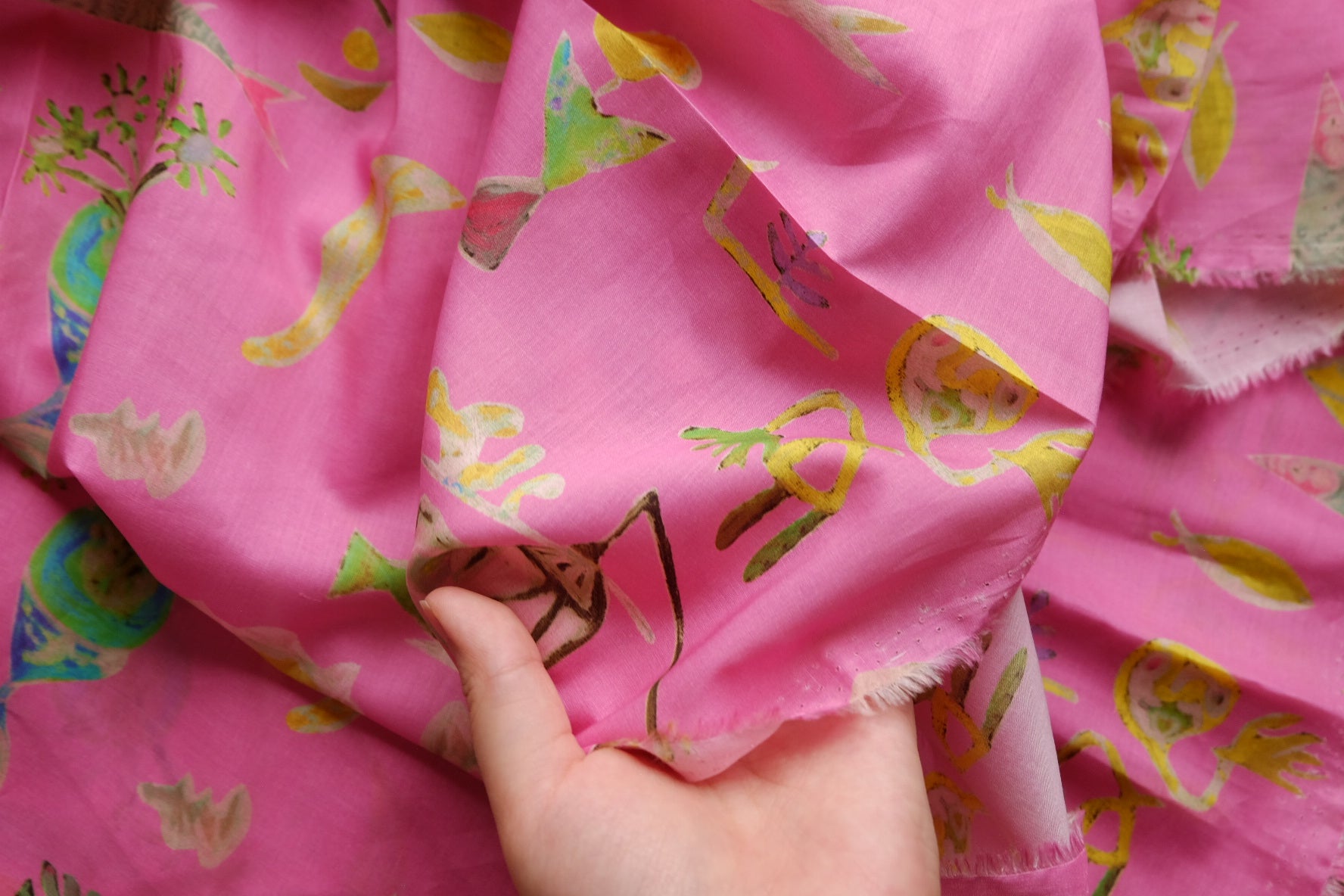 Whimsical Pink Print Cotton Lawn – 2.2 yd