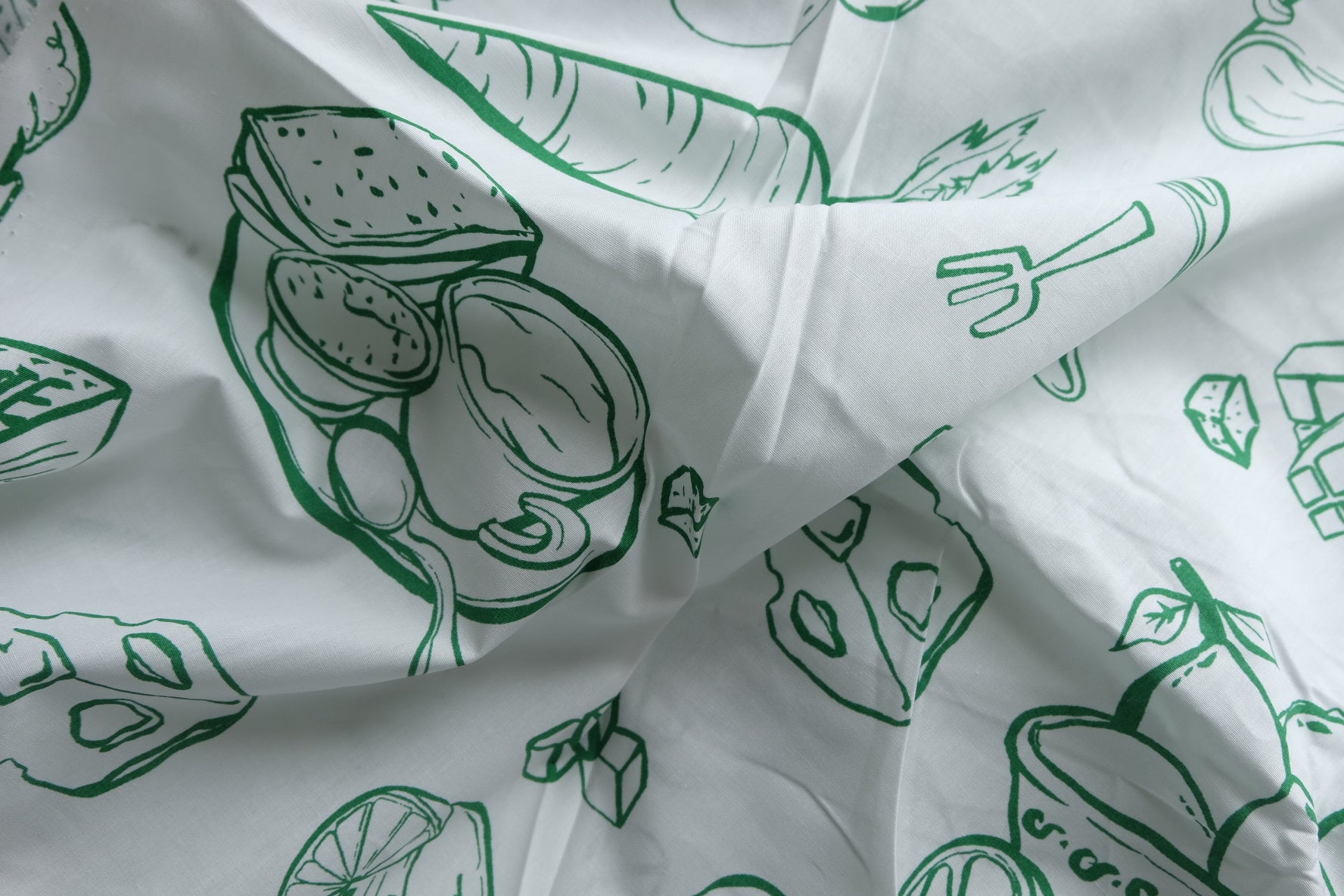 Green Kitchen Sketch Cotton Poplin – 2.2 yd