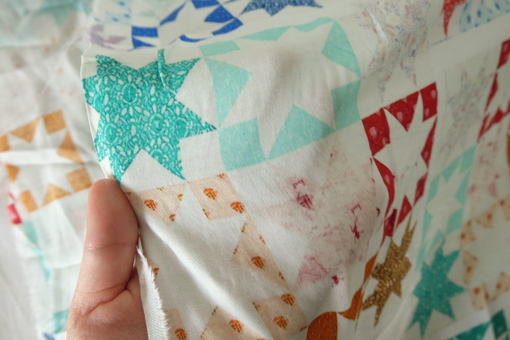 Colorful Star Patchwork Cotton Poplin Fabric – 3.3 yd