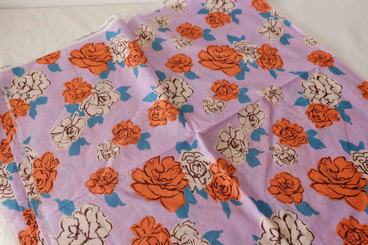 Lilac Orange Rose Cotton Lawn Fabric – 2.7 yd