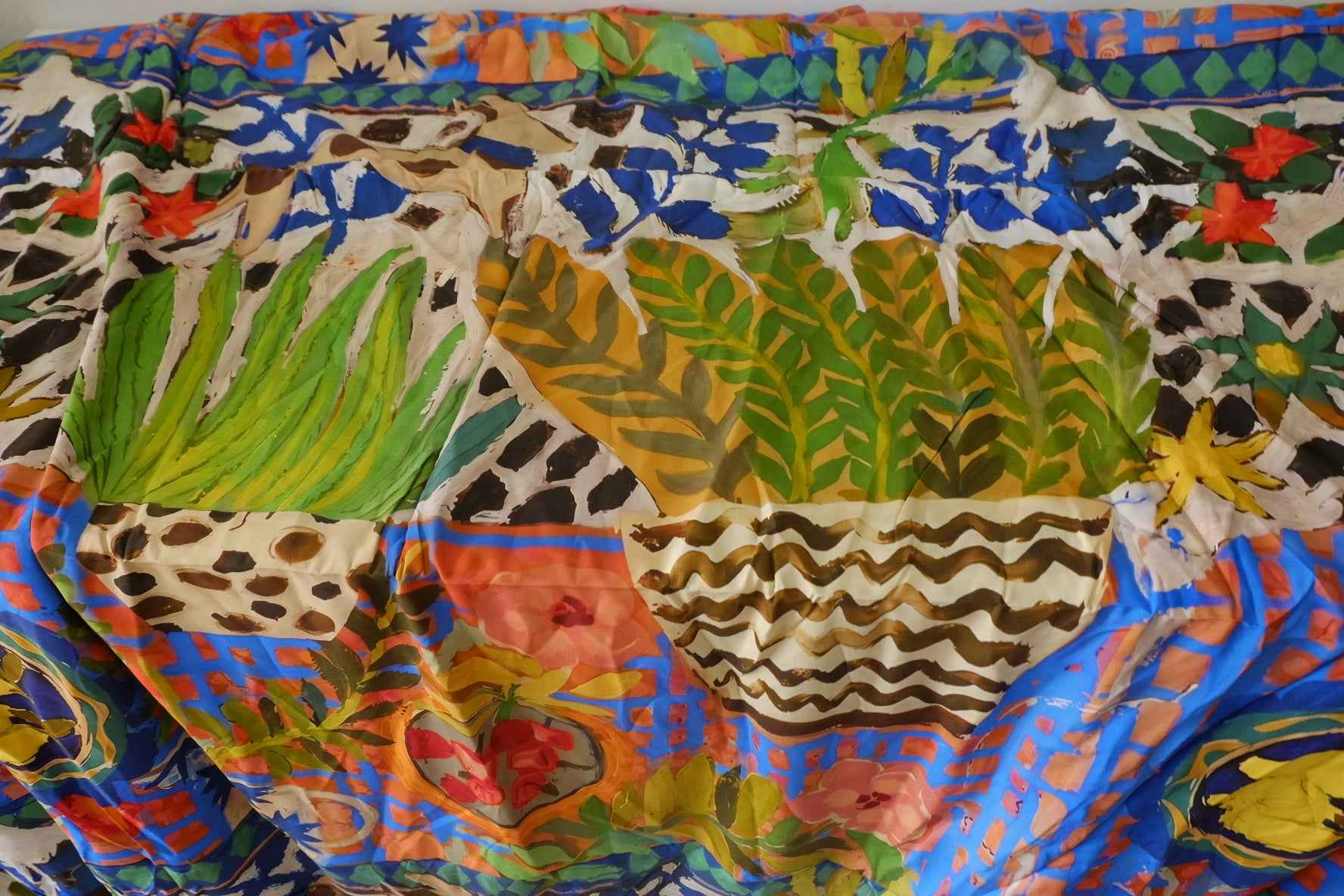 Painterly Potted Garden Rayon Challis – 2.7 yd