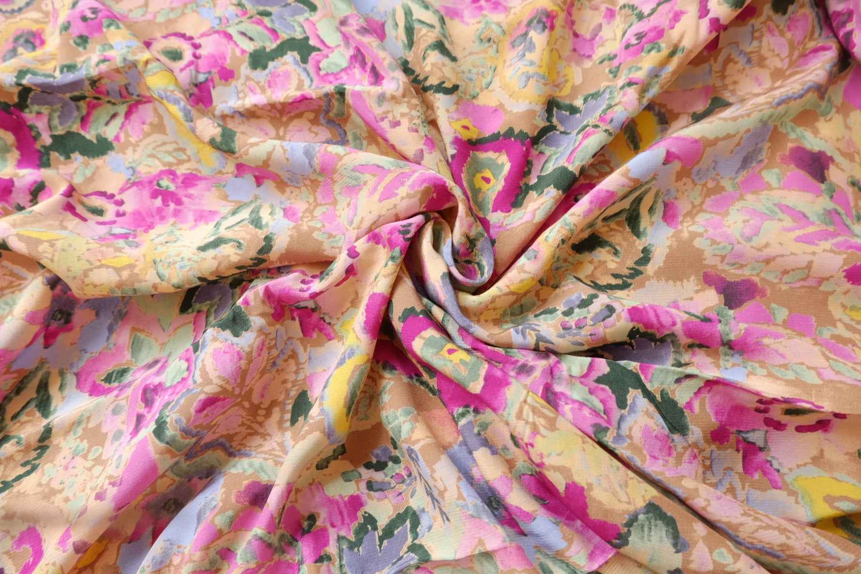 Bold Floral Cupro Fabric, Fluid Silky Dress Weight, 2.19 Yards