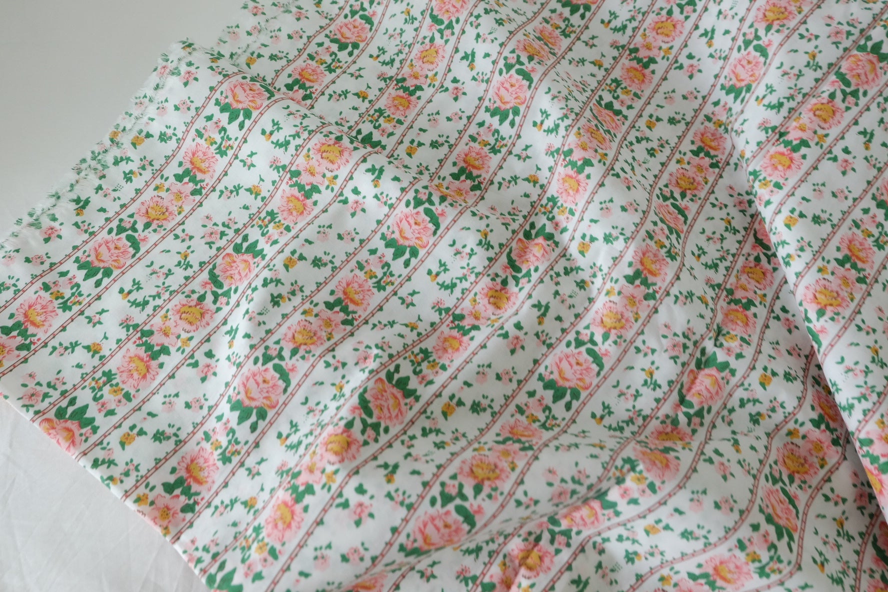 Vintage Rose Stripe Cotton Poplin Fabric – 3.3 yd
