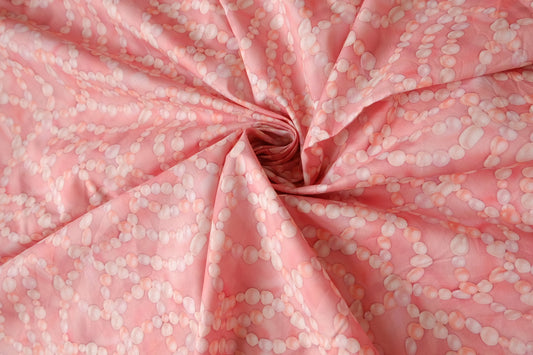 Pink Pearl Print Cotton Lawn Fabric, 1.2 Yards