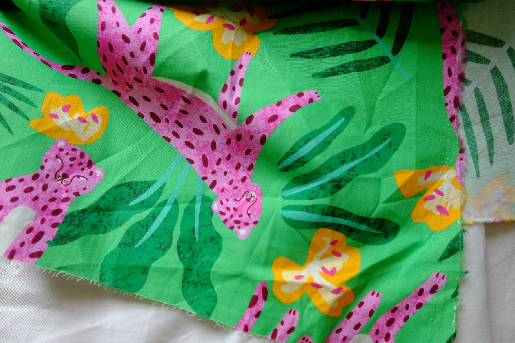 Pink Leopard Tropical Cotton Poplin – 0.9 yd