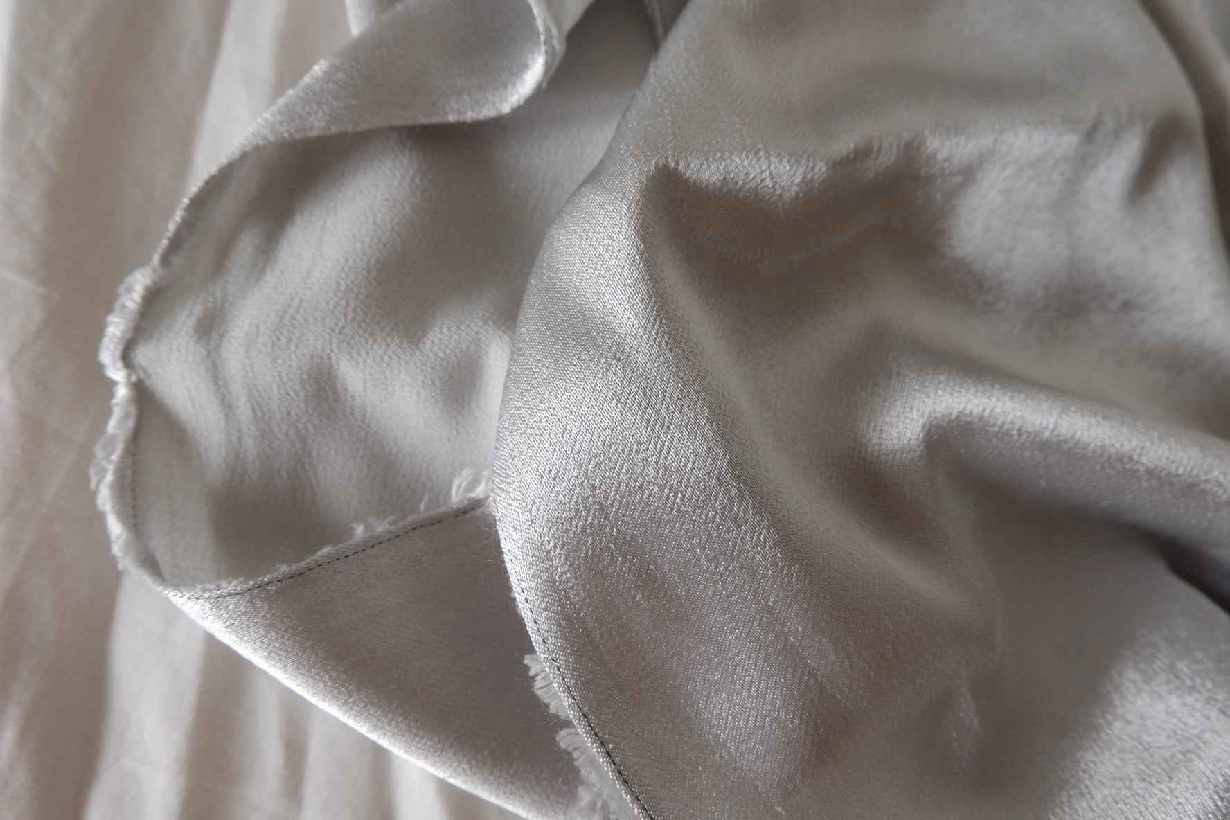 Silver Cupro Satin Fabric – 2.19 yd