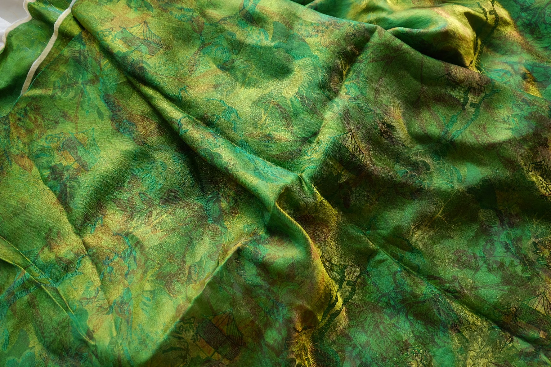 Iridescent Green Jacquard Polyester – 2.2 yd