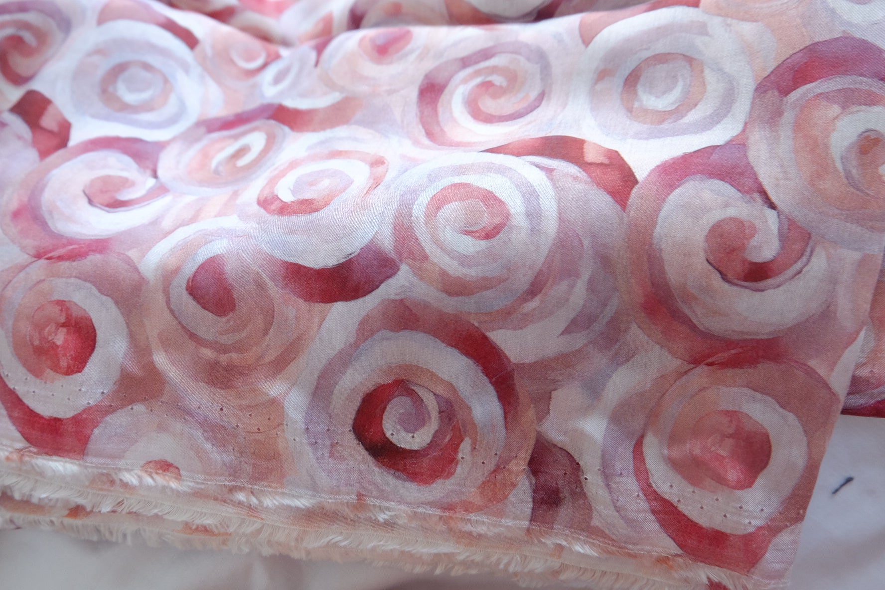 Pink Swirl Tencel Linen Sheer Fabric - 2.73 yd
