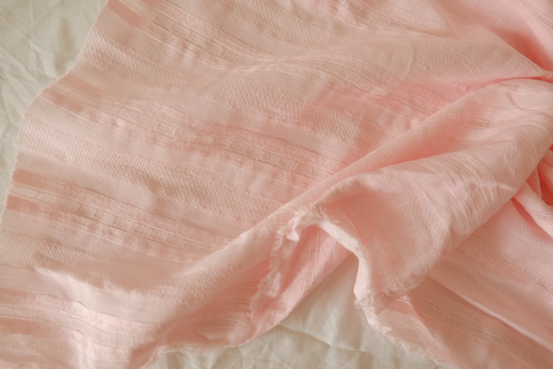 Soft Blush Pink Jacquard Cotton Fabric - 3.3 yd
