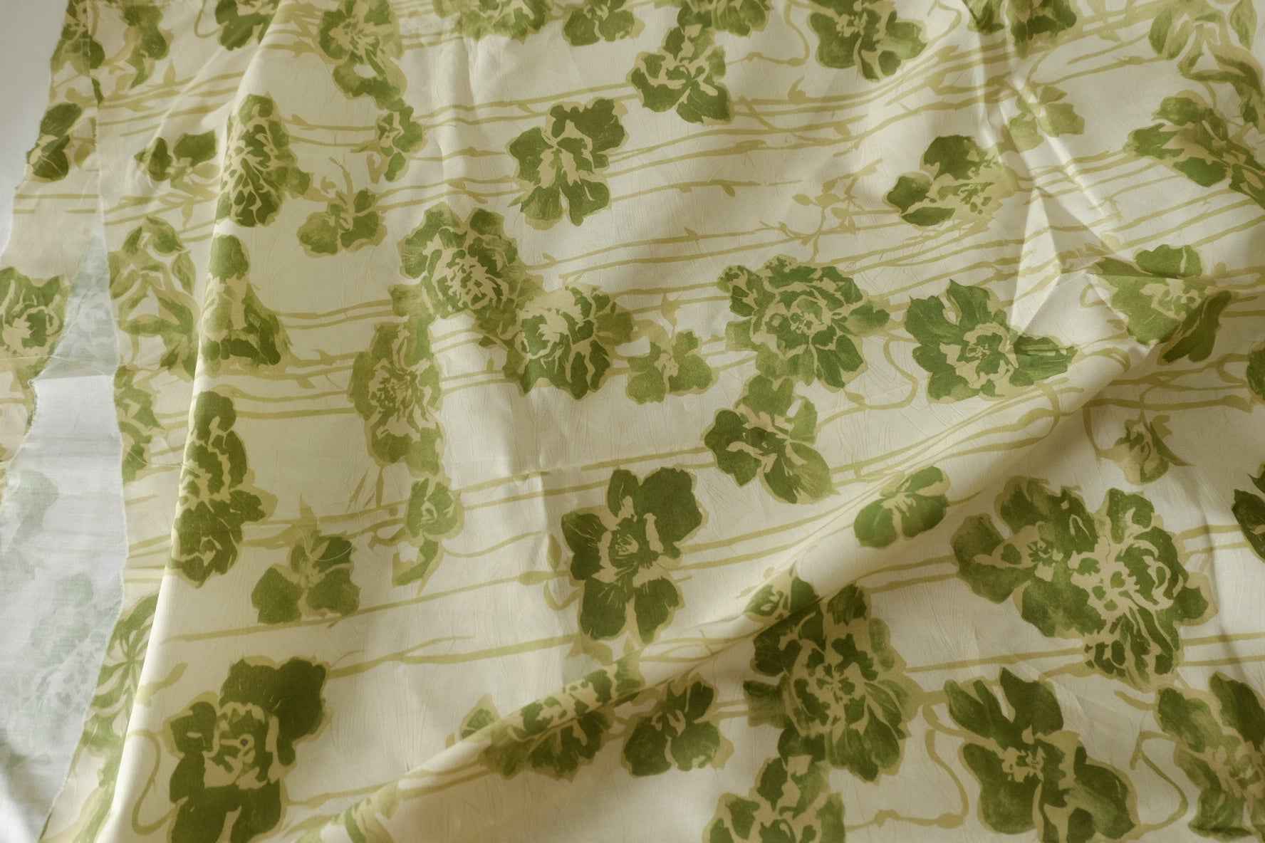 Olive Floral Cotton Poplin Fabric – 3.3 yd