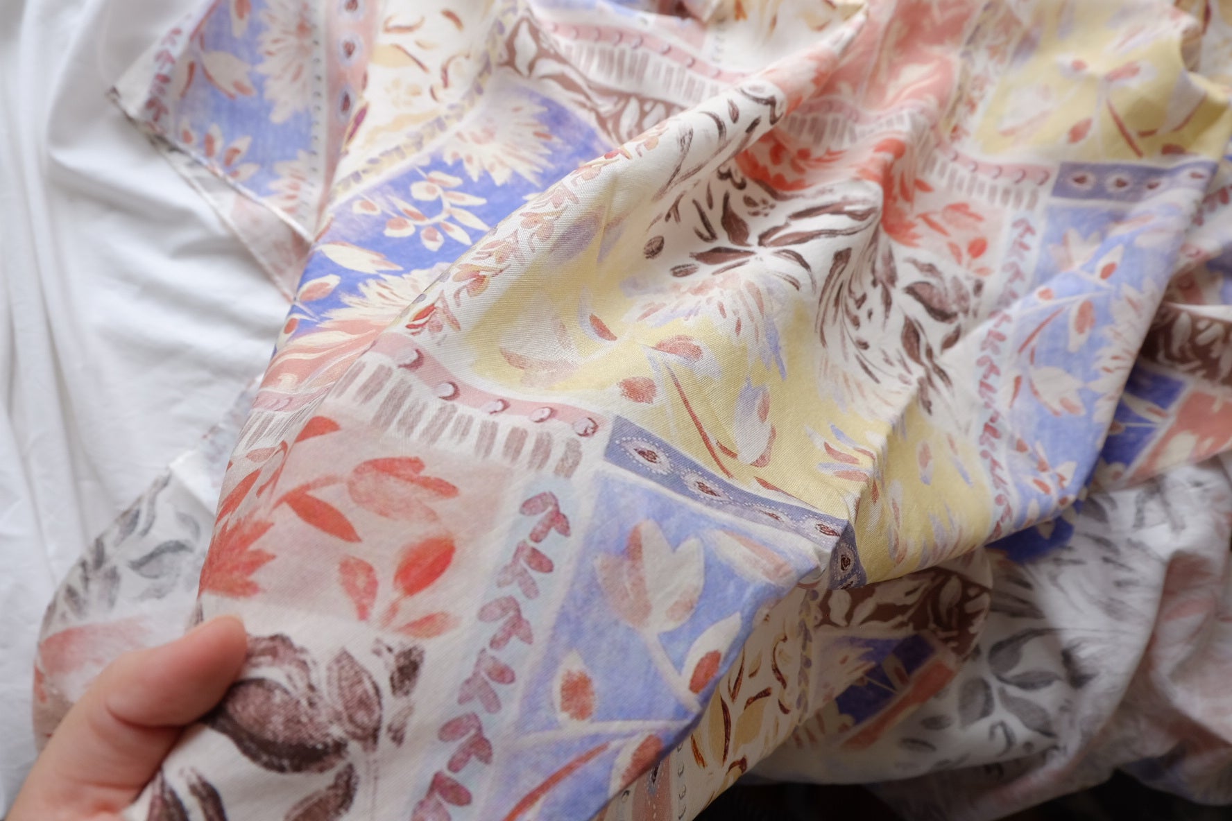 Pastel Patchwork Viscose Linen Blend – 1.6 yd