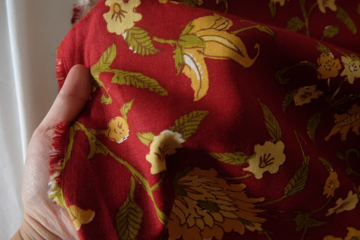 Crimson Heritage Floral Cotton Linen – 2.2 yd