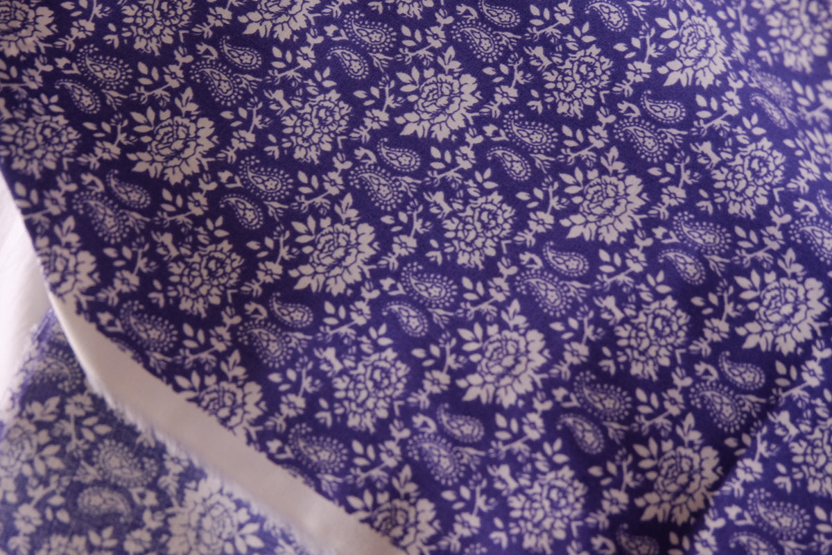 Indigo Paisley Garden – Floral Cotton Fabric | 2.2 Yards