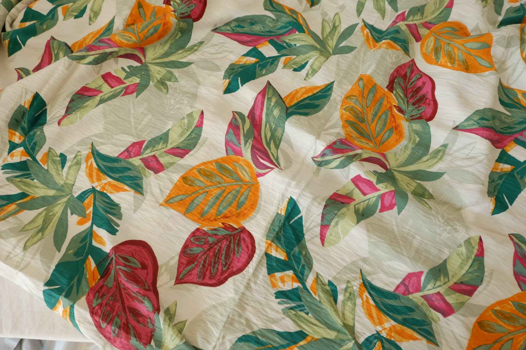 Textured Tropical Leaf Tencel Cotton Fabric – 3.3 yd