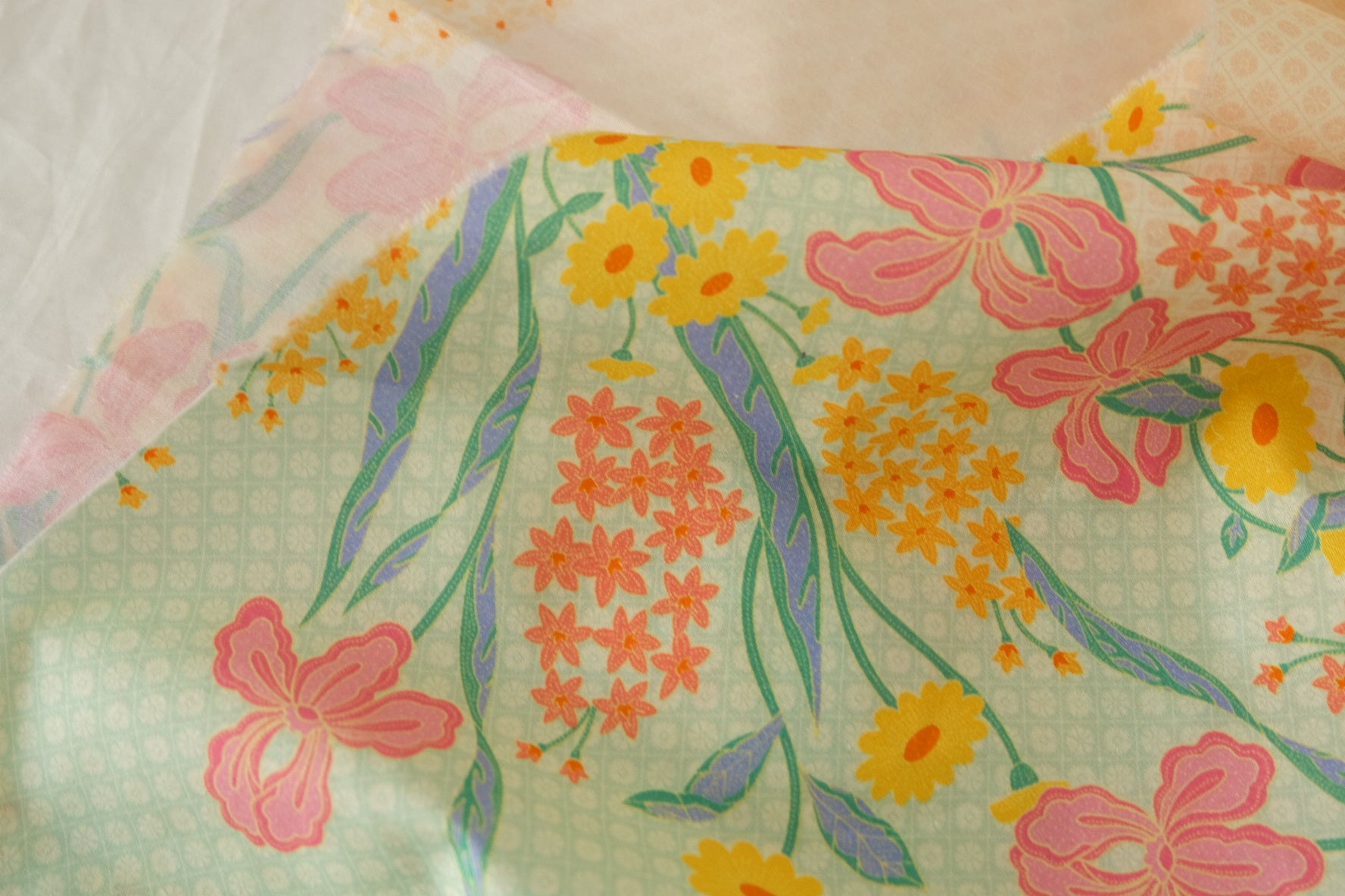Pastel Garden Floral Cotton Poplin Fabric – 2.2 yd