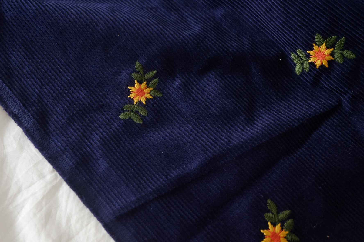 Embroidered Floral Cotton Corduroy — 1.64 yd