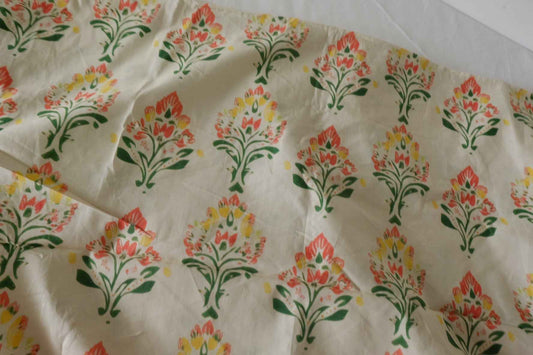 Coral Floral Cotton Poplin Fabric – 3.3 yd