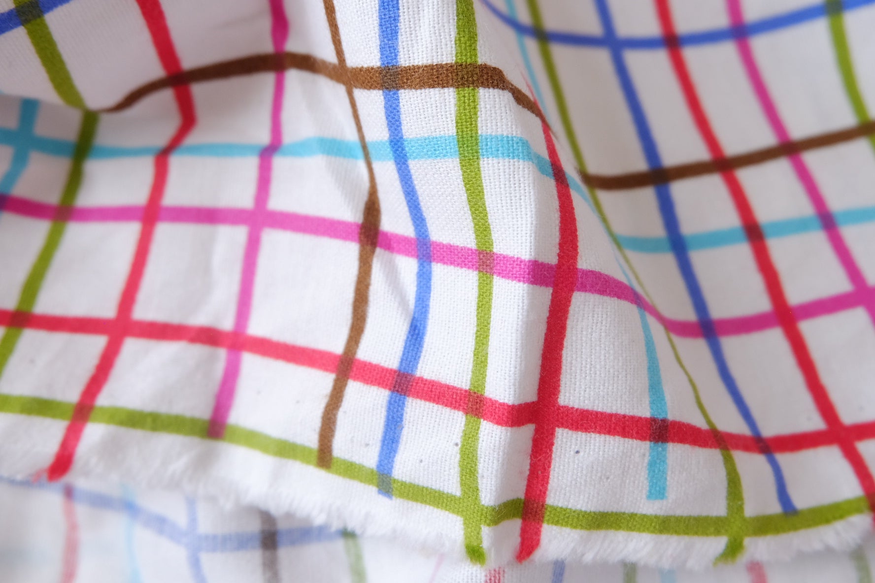 Colorful Line Check Structured Cotton Fabric — 2.19 yd