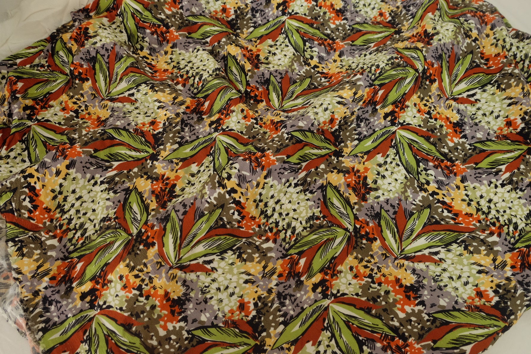Earthy Botanical Textured Rayon Fabric – 3.3 yd