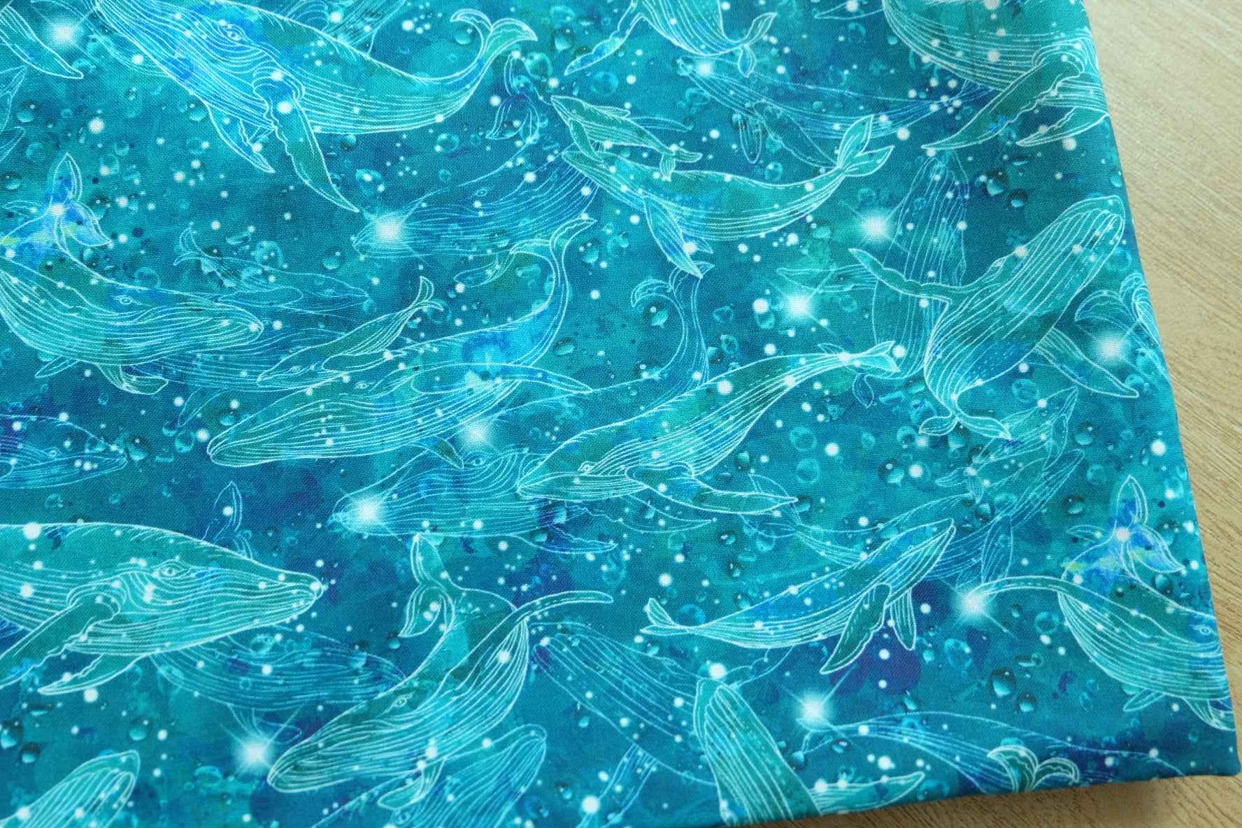Ocean Whale Cotton Fabric — 3.3 yd