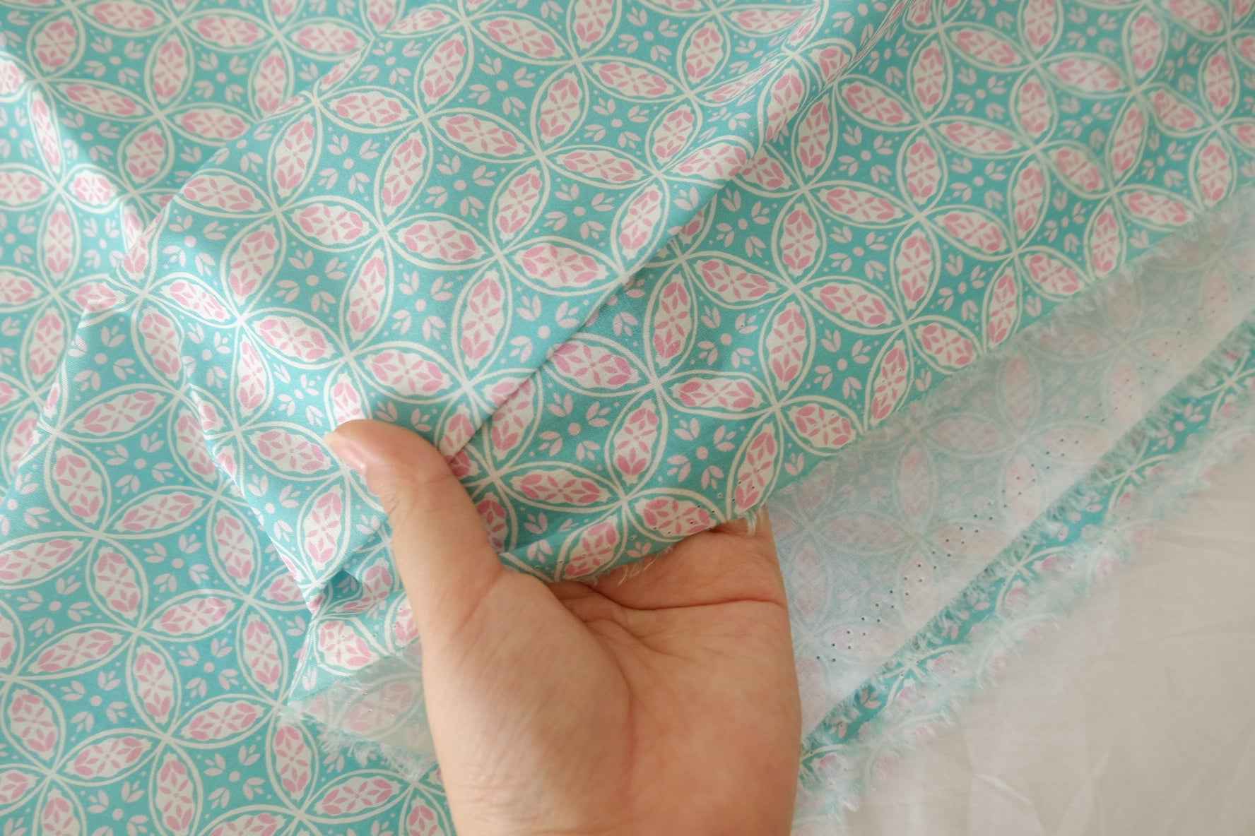 Mint Geometric Cotton Cloth — 2.51 yd