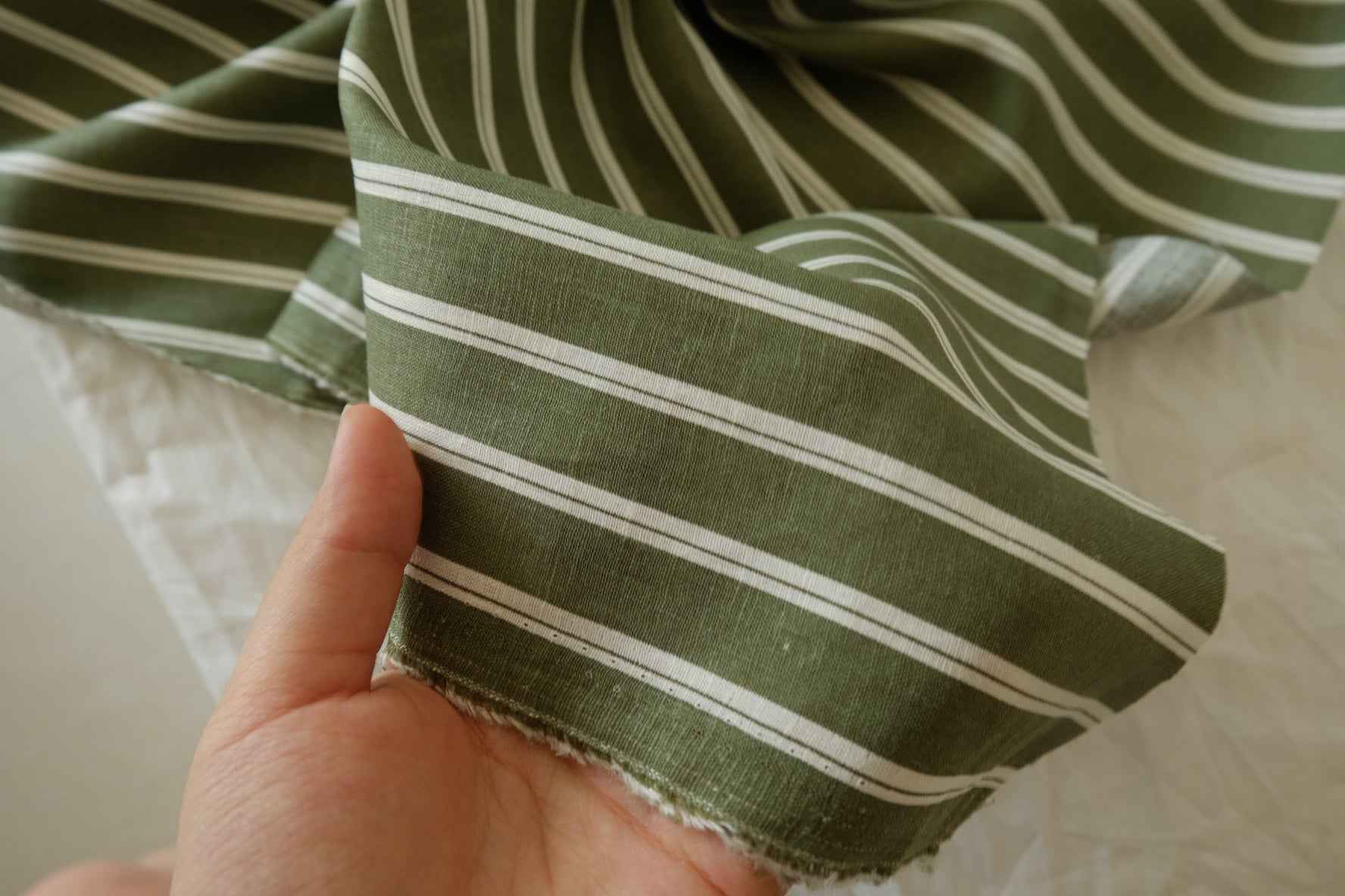 Olive Yarn-Dyed Stripe Linen Cotton – 2.19 yd