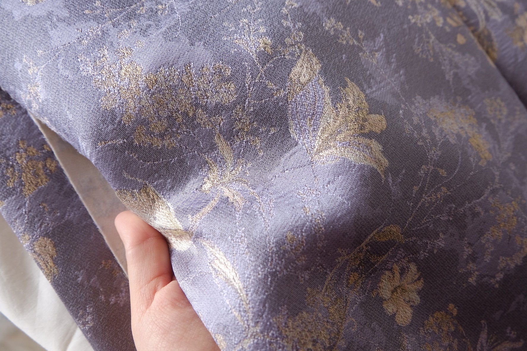 Dusty Lavender Floral Brocade with Backing – 2.19 yd