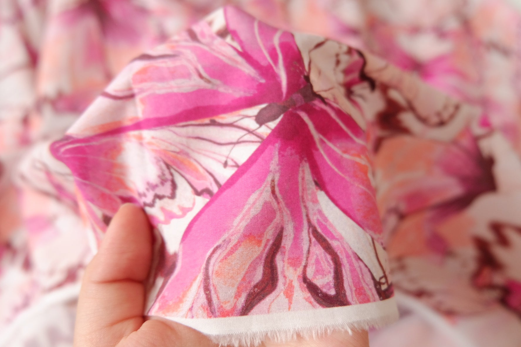 Pink Butterfly Print Cotton Poplin for Shirts and Dresses 3.3 Yards