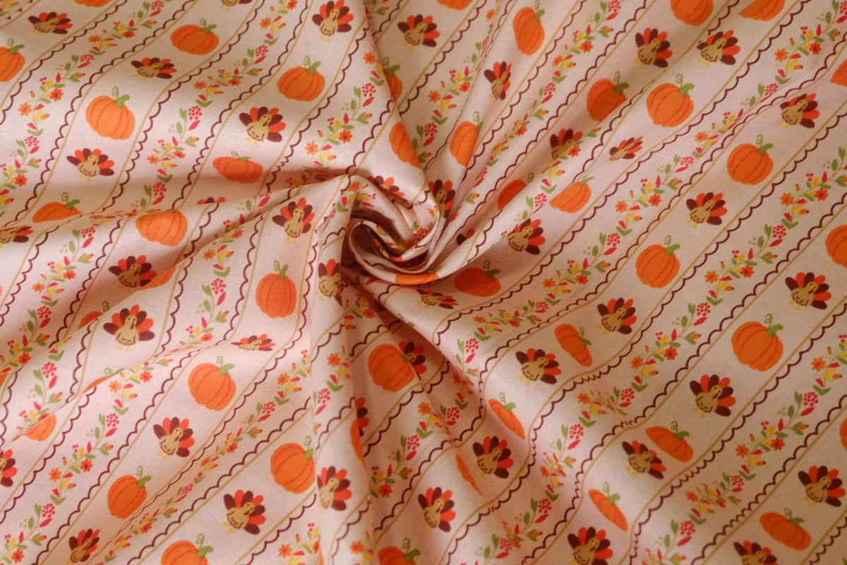 Autumn Pumpkin & Turkey Cotton Twill – 2.2 yd