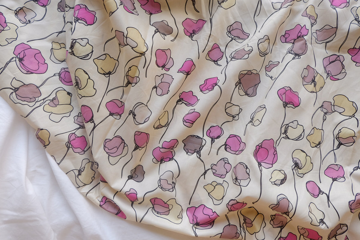 Sketchy Pink Poppy Cotton Lawn – 2.2 yd