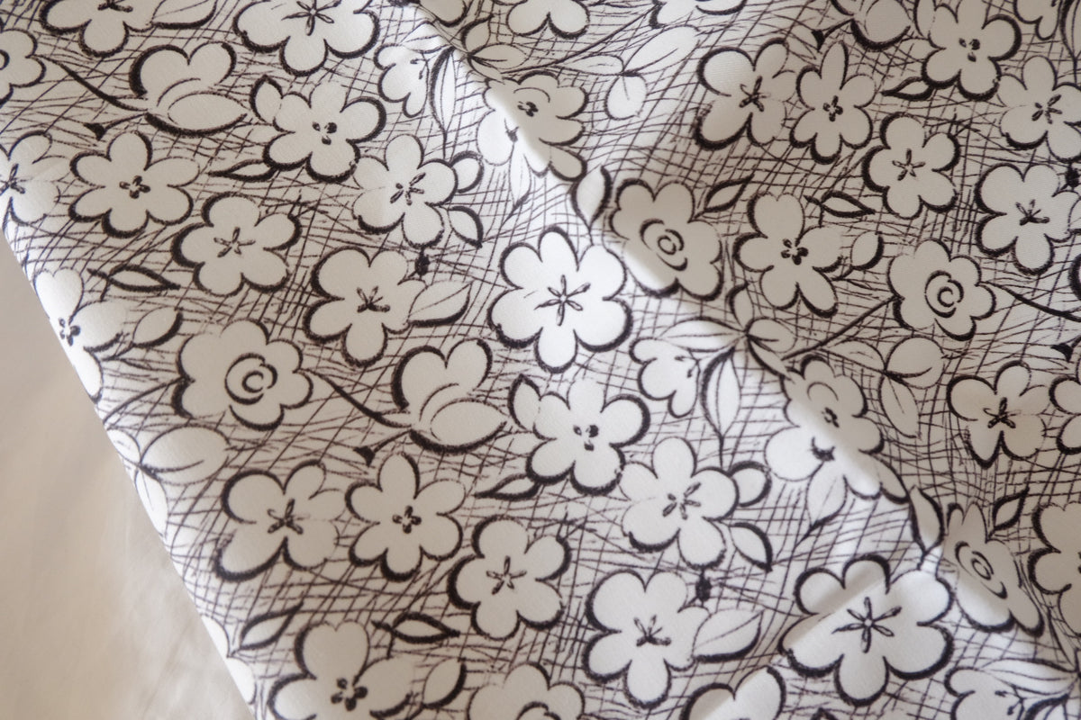 Monochrome Sketch Garden – Double-Layer Cotton Poplin – 2.19 yd