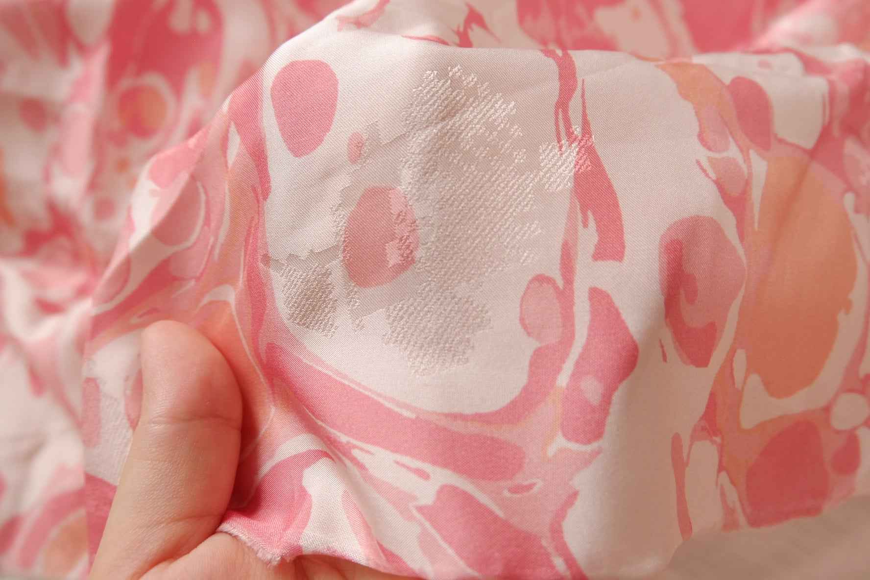 Pink Abstract Silk-Viscose Fabric - 3.28 yd