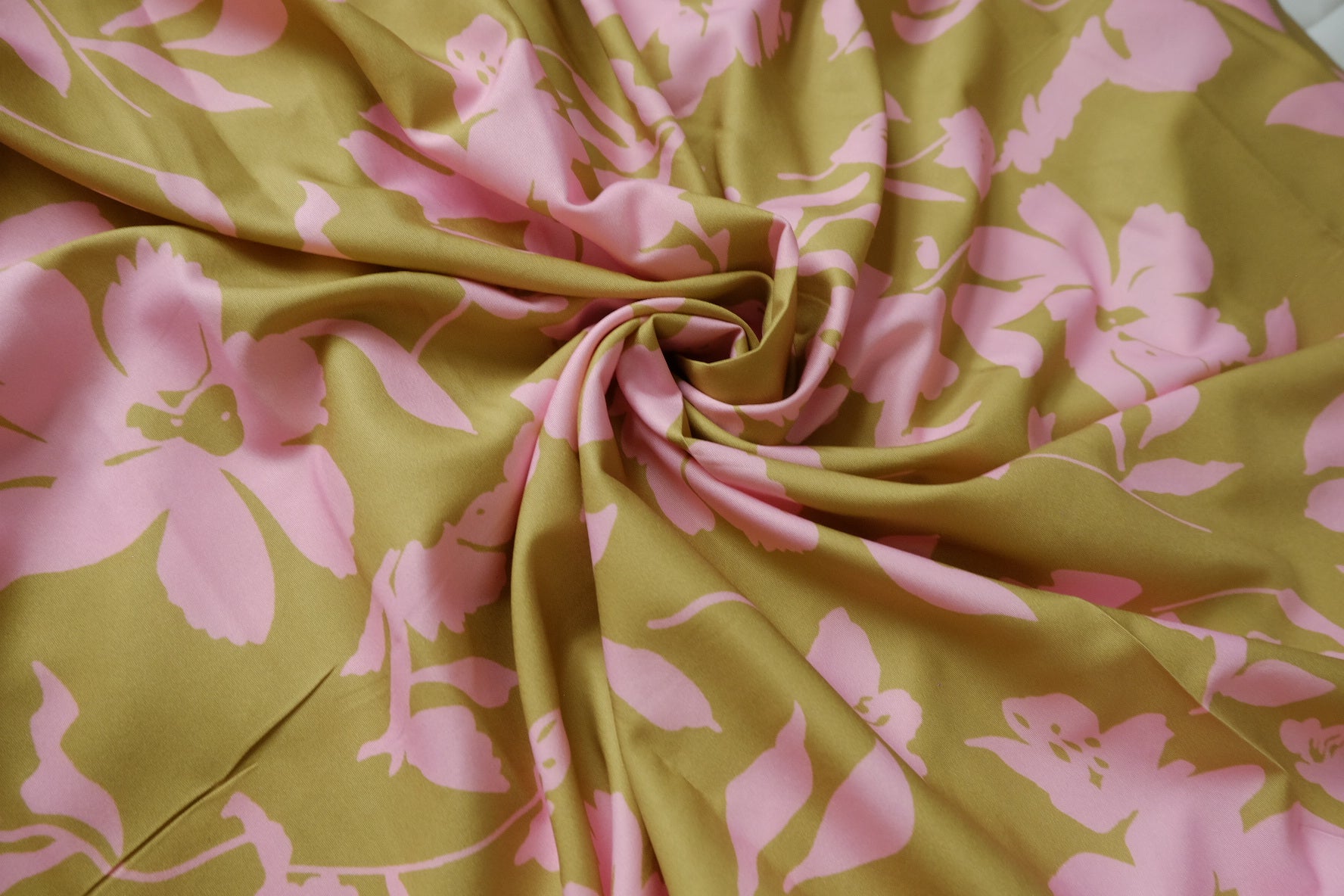 Pink Floral Satin Fabric - 2.84 yd