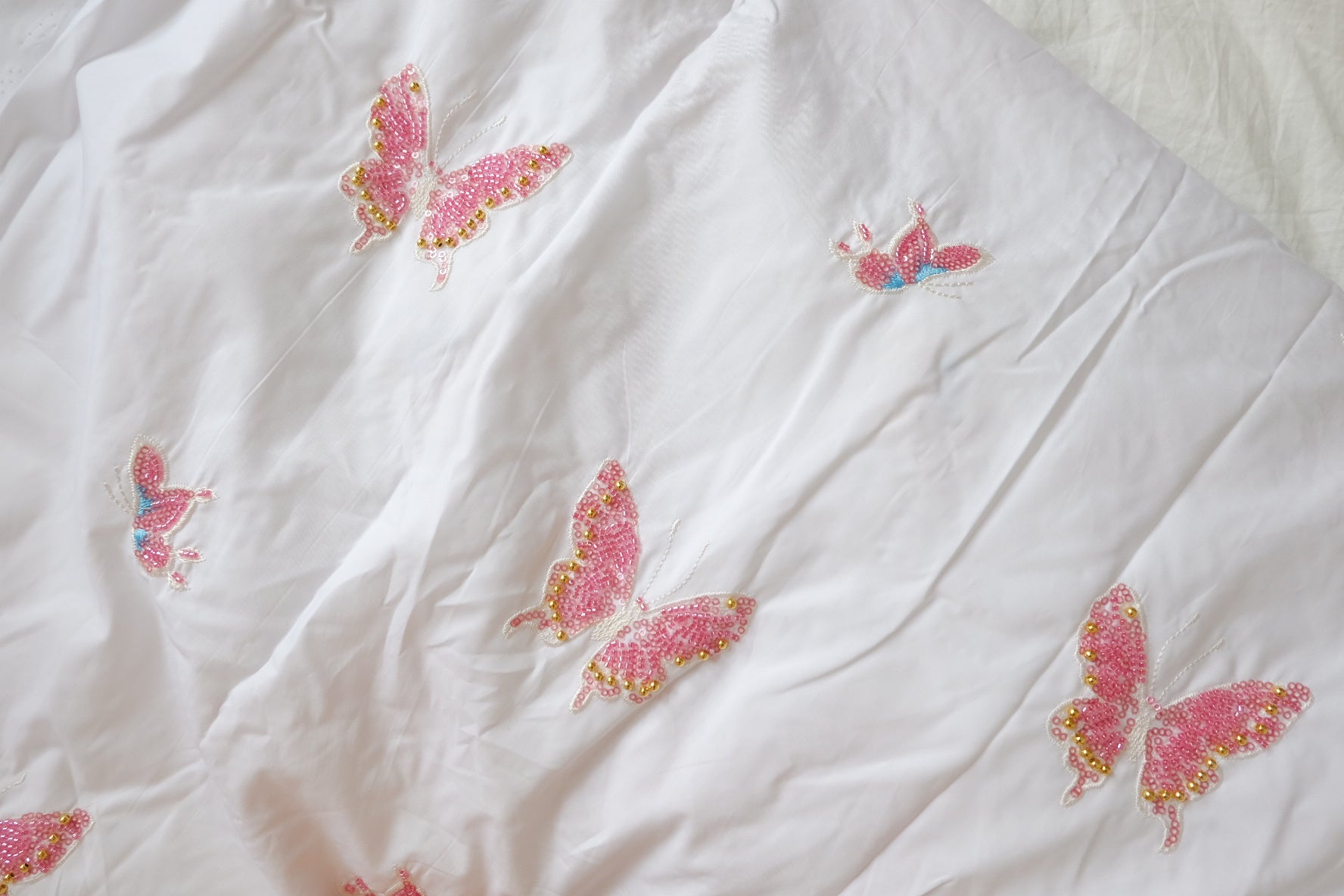 Beaded Butterfly High-Density Cotton Poplin, 2.2 Yards