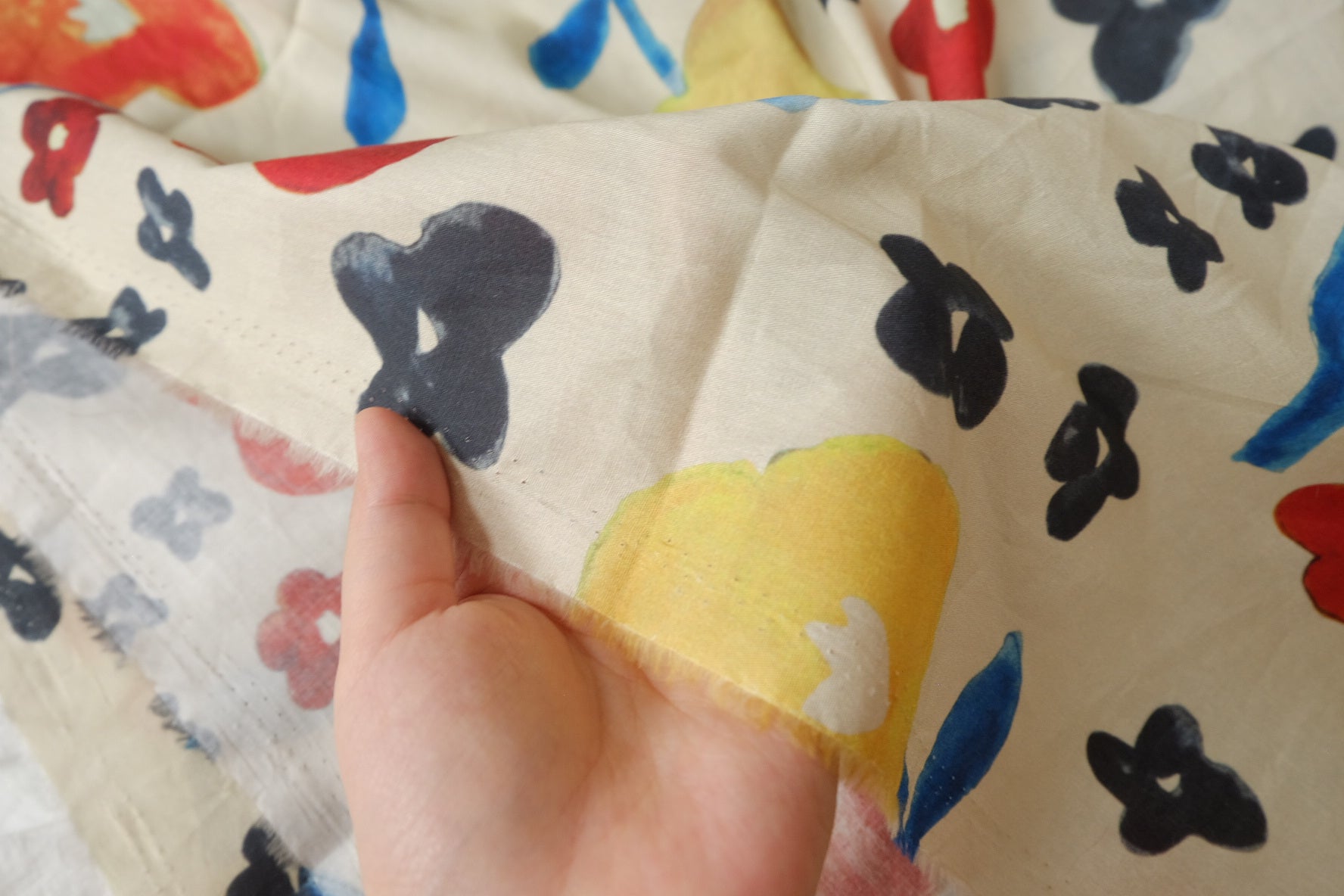 Painterly Floral Cotton Fabric - 1.86 yd
