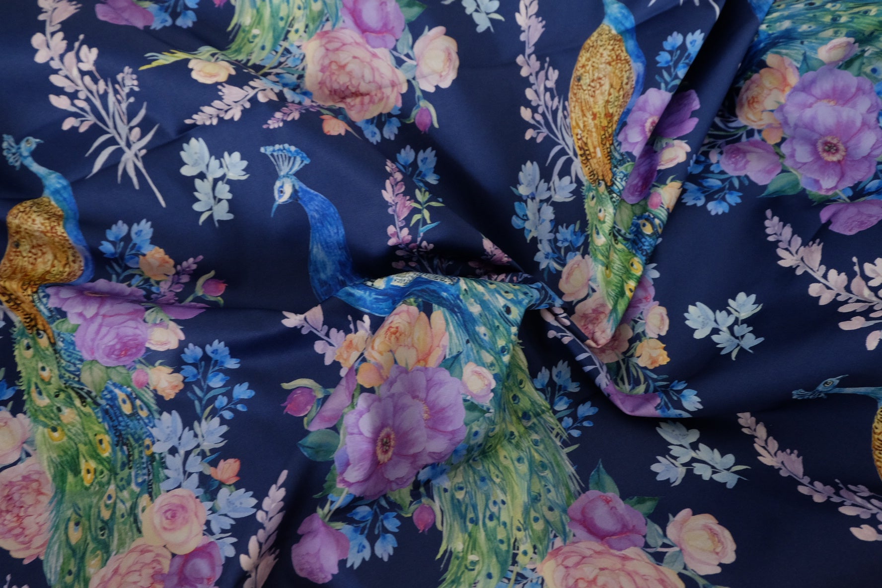 Australian Designer Deadstock Peacock Cotton Sateen Fabric – Sold by the Meter