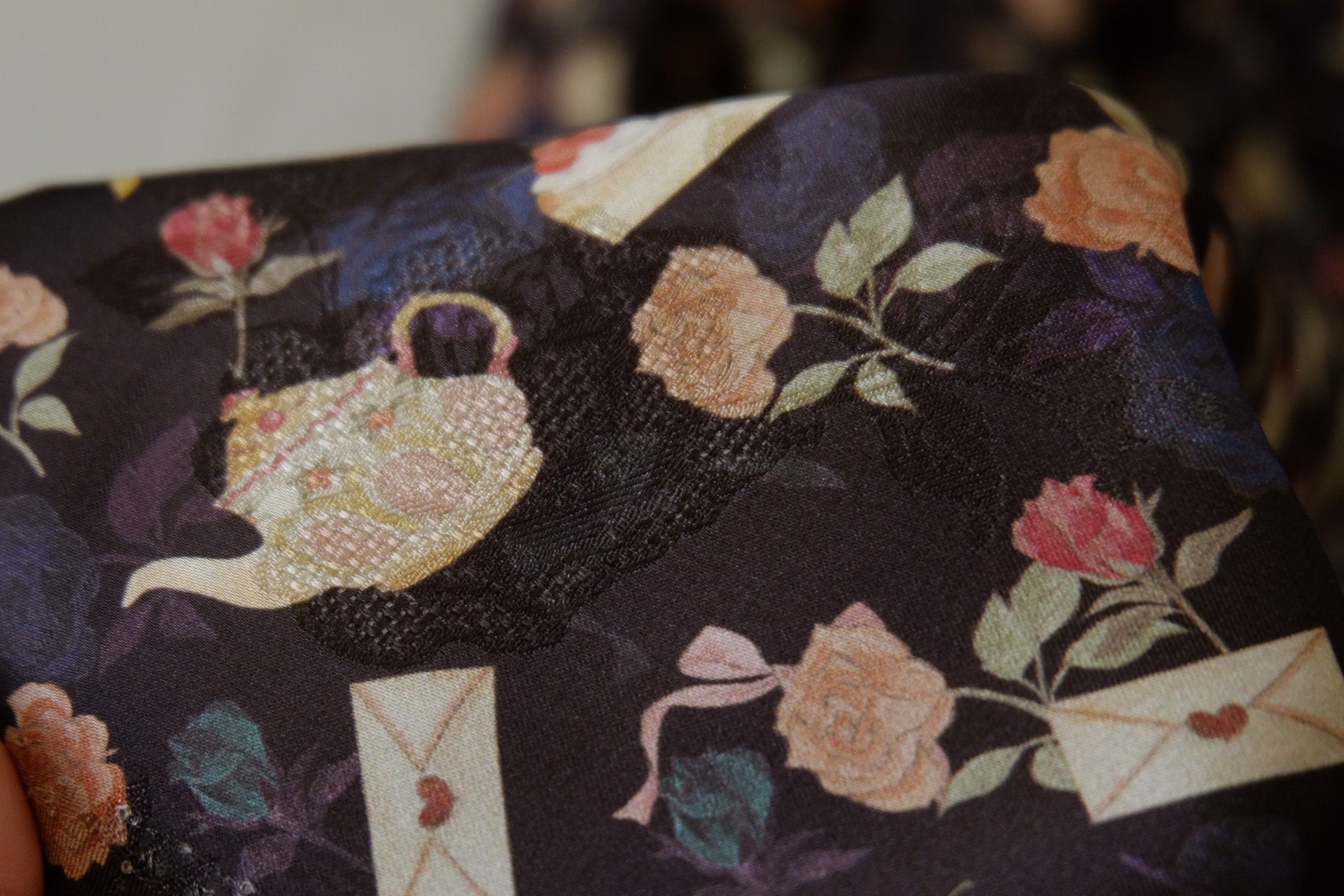 Jacquard Plant-Based Rayon Fabric – Dark Romance Floral & Vintage Motif – 2.2 yd