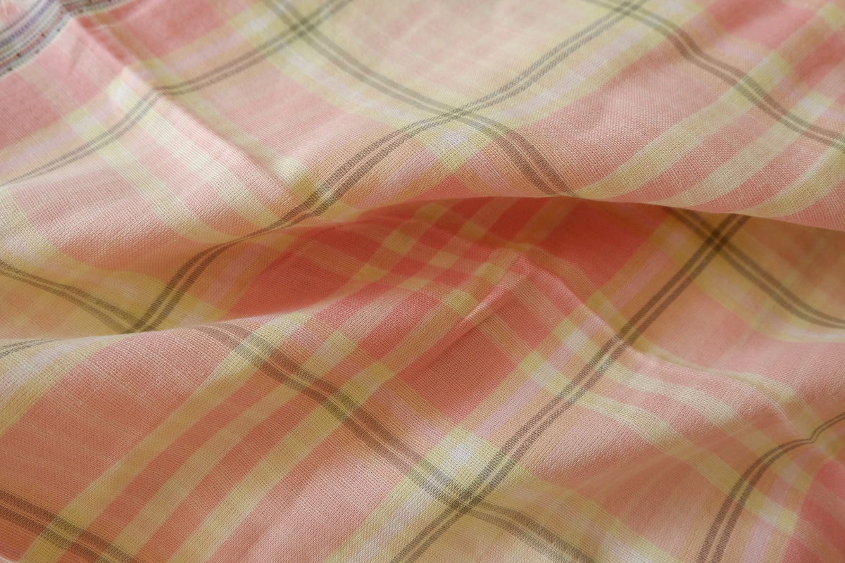 Peach Sorbet Plaid – Yarn-Dyed Cotton Double Gauze – 2.19 yd