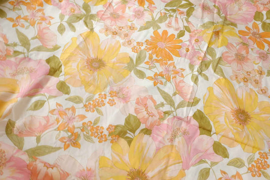 Bold Floral Cotton Poplin Fabric, Crisp Dress Weight, 3.28 Yards