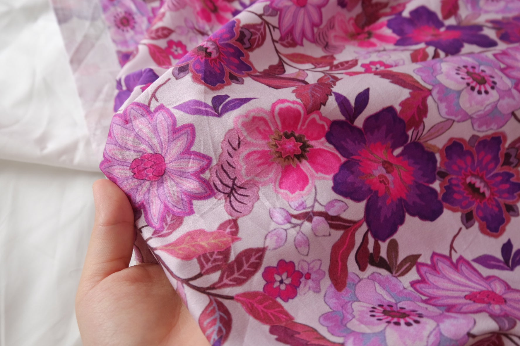 Vintage Pink Floral Stretch Cotton Sateen Fabric - 3.28 yd