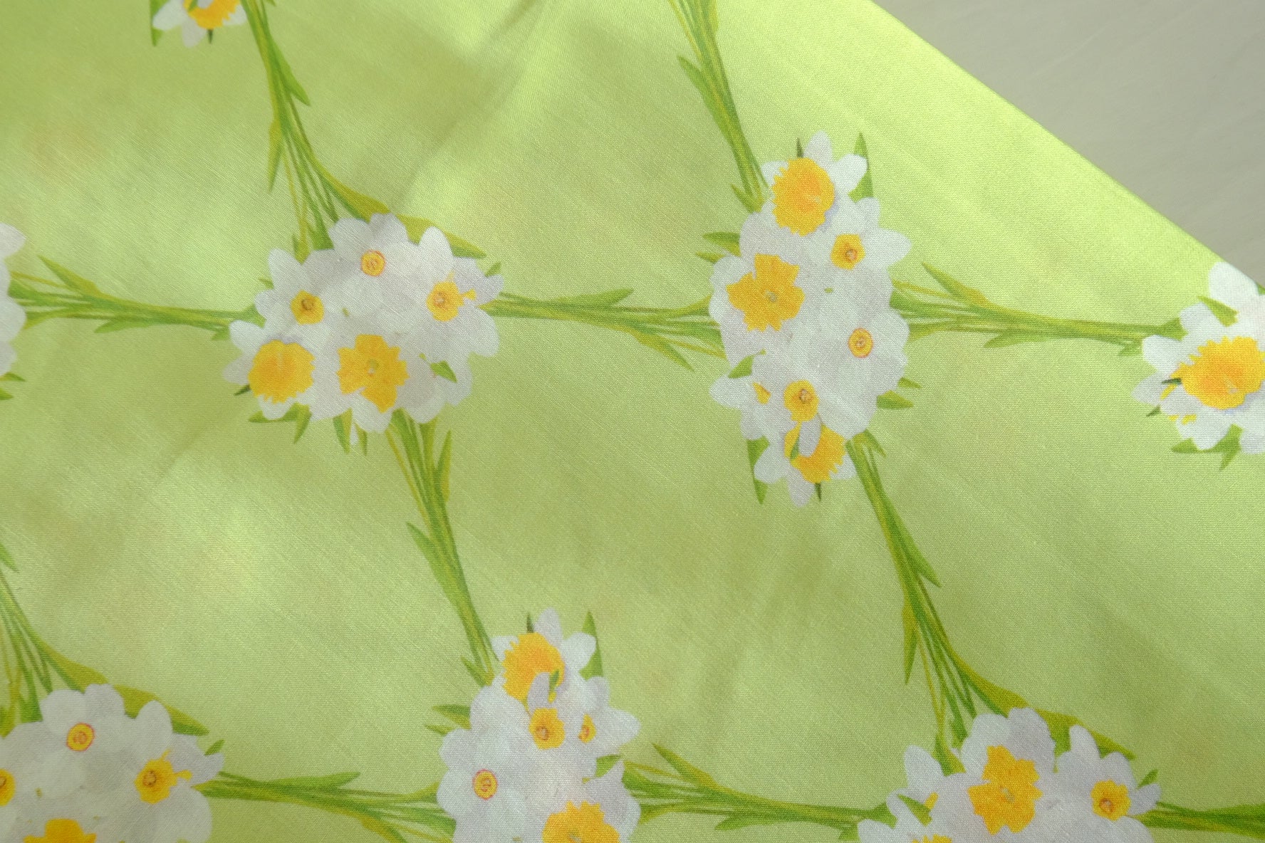Lime Green Floral Cotton Lawn Fabric – 2.4 yd