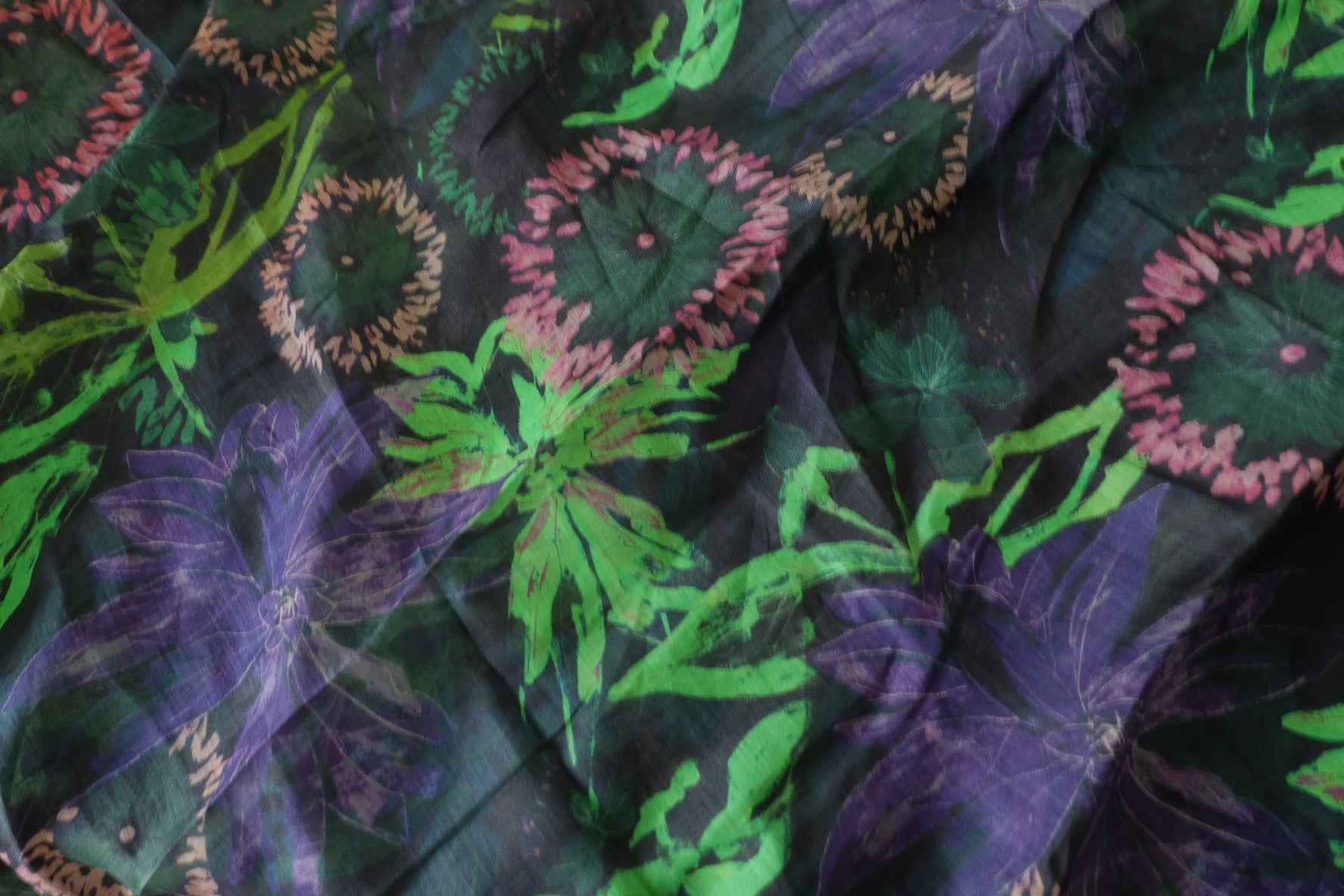 Dark Botanical Ramie Fabric – 1.7 yd